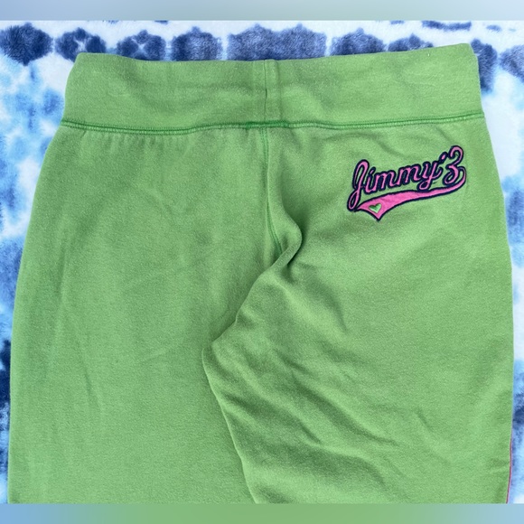 Super Cute & Soft 90s Pink & Green Embroidered Jimmyz Flare Bottom Sweatpants - Picture 8 of 10